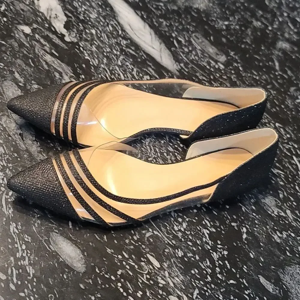 STITCH DETAIL POINTED TOE WOMEN'S D'ORSAY BALLET FLATS SHOE